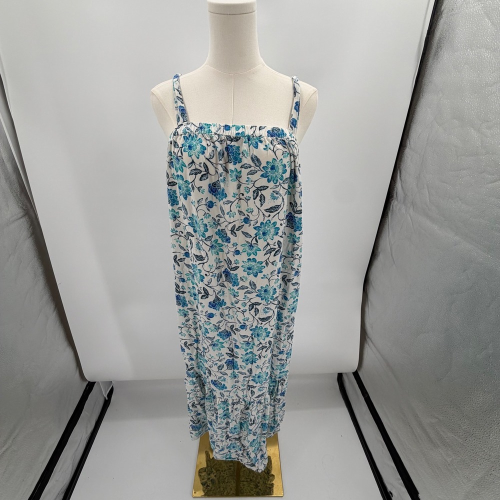 Old Navy Women's Medium Blue Floral Spaghetti Strap Maxi Dress Boho Summer